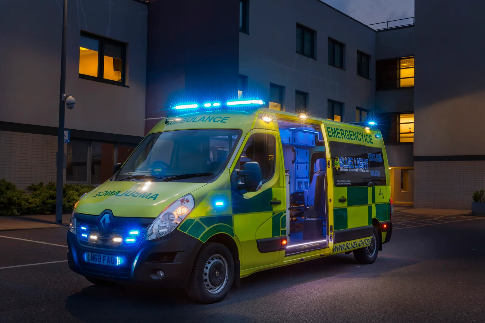 Blue Light Ambulance Hire UK – fully equipped emergency medical transport vehicle available for NHS and national authority services